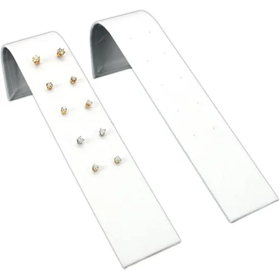 2 White Leather Earring Display Holds 5 Pair Earrings {1}