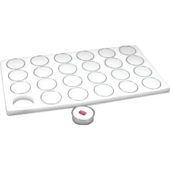 24 Gem Jars Gemstone Tray White Showcase Travel Display {1}