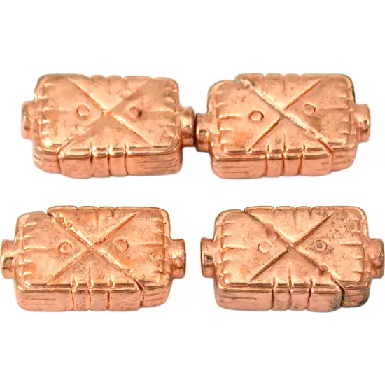 Fluted Rectangle Beads Copper Plated Bead 19mm Approx 4 {1}