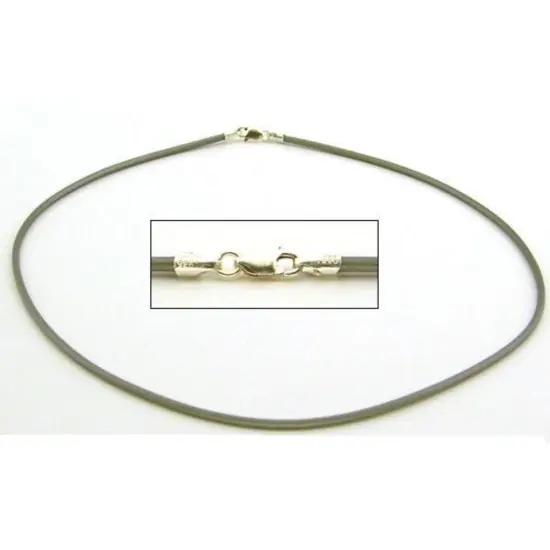 Rubber Cord Necklace Grey 16" {1}