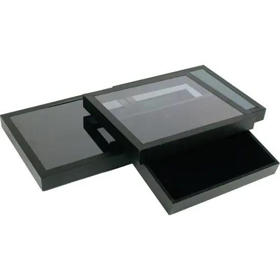 3 Black Velvet Jewelry Pad Display & Acrylic Lid Tray {1}