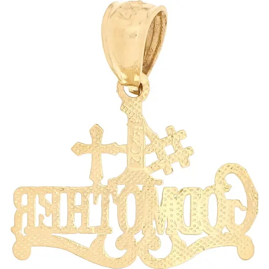 #1 Godmother & Cross Charm Diamond-Cut 14k Gold 18mm {2}
