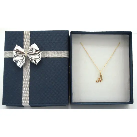 14k Yellow Letter "A"Charm with 18" Gold Cable Chain & Gift box {1}