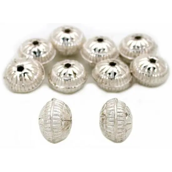 Round Saucer Bali Beads Silver Plated 9.5mm Approx 10 {1}