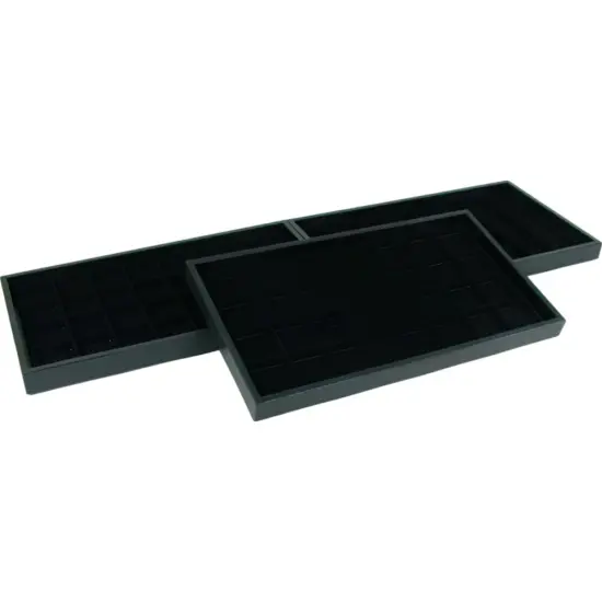 3 32 Slot Black Flocked Jewelry Display Inserts & Trays {1}