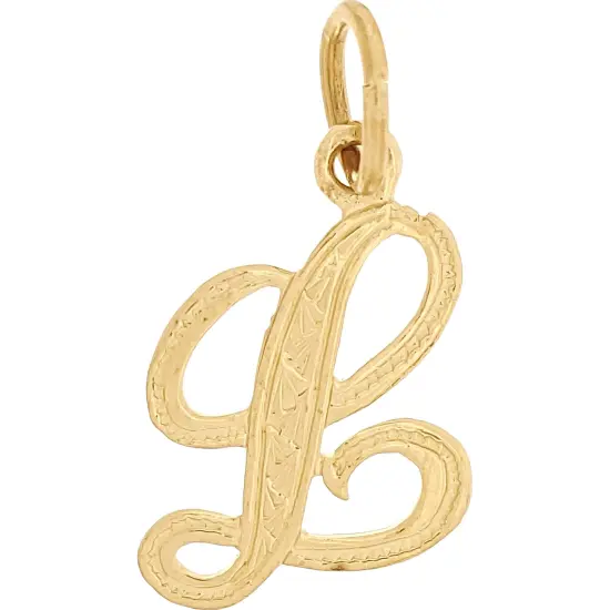 Cursive Letter "L" Charm 14k Gold 14mm {1}