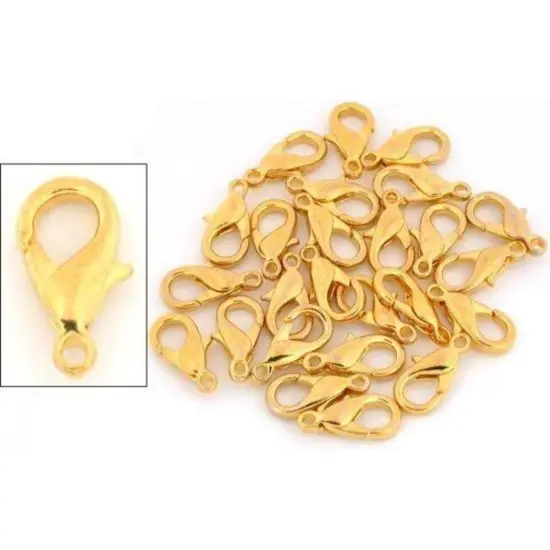 25 Lobster Claw Clasp Gold Plated Chain Parts 17x9mm {1}