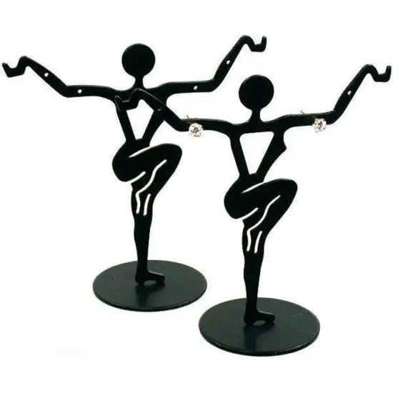 2 Black Metal Earring Dancer Jewelry Showcase Display Stands 3.25" {1}