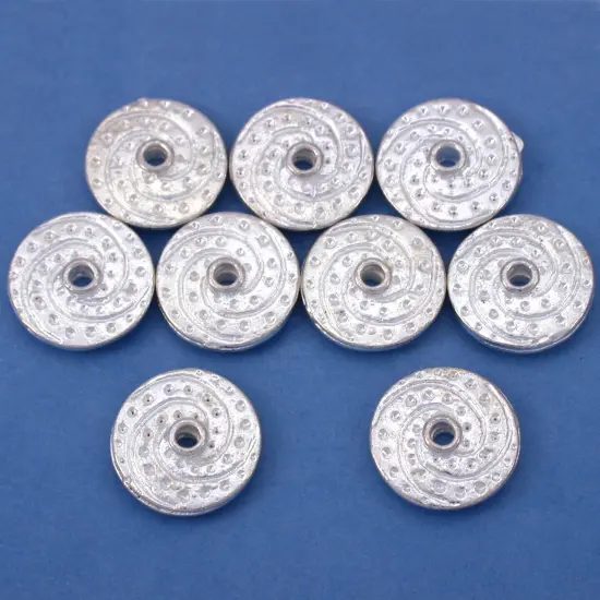 15g Fluted Saucer Beads Silver Plated 14.5mm Approx 8 {1}