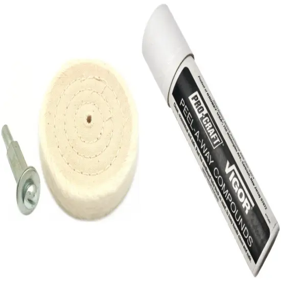 3" Cotton Buffing Wheel, Mandrel & Polishing Emery Compound Peel A Way 5 Oz. {1}