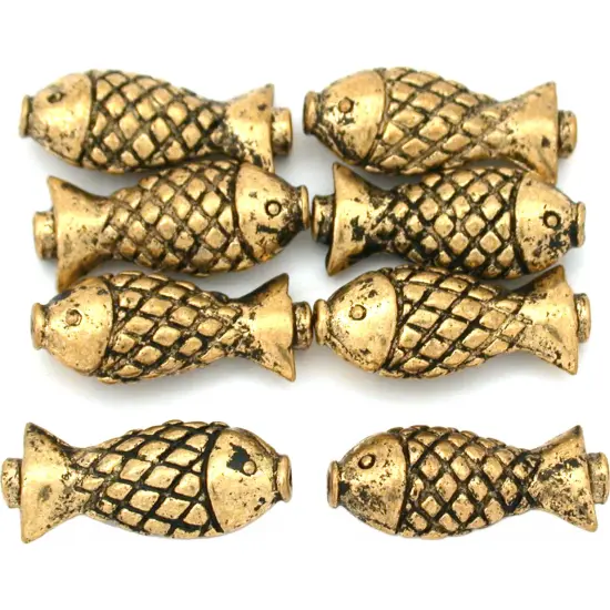 Fish Beads Antique Gold Plated Spacer New 18mm Approx 8 {1}