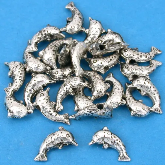 15g Dolphin Beads Antique Silver Plated 9.5mm Approx 25 {1}
