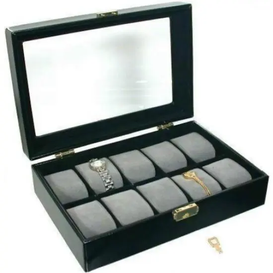 3 10 Watch Glass Top Showcase Boxes Jewelry Displays {2}