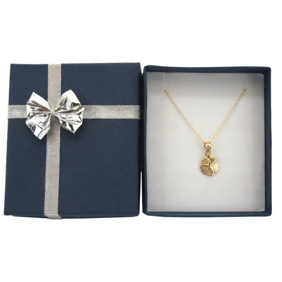 14k Yellow Gold Sand Dollar Charm with 18" Gold Cable Chain & Gift box {1}