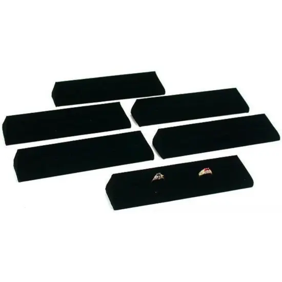 6 Black Velvet Ring Trays Jewelry Showcase Displays Stands {1}