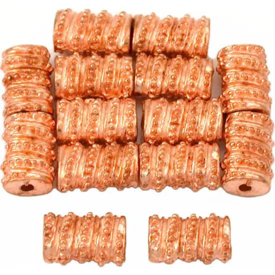 15g Oval Dot Bali Tube Beads Copper Plt 10mm Approx 14 {1}