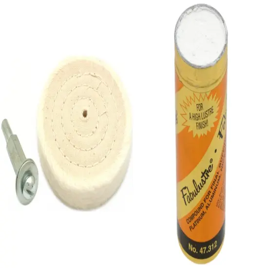 3" Cotton Buffing Wheel & Mandrel & Fabulustre Polishing Compound Tube 1/4lb {1}