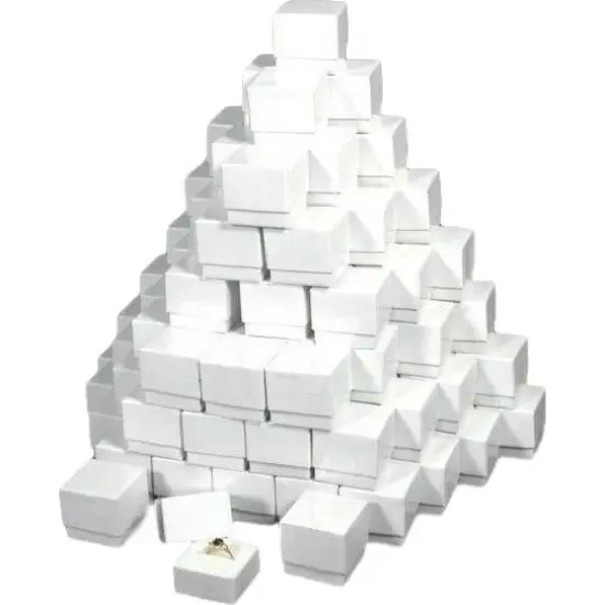 100 White Ring Gift Boxes Set Jewelry Showcase Display {1}