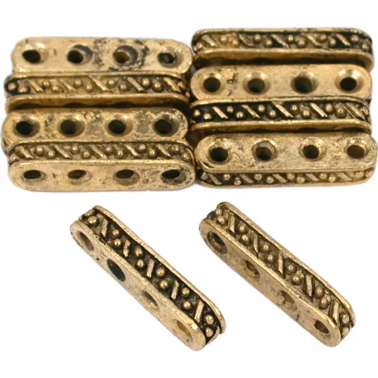 4 Hole Spacer Bali Beads Antq Gold Plt 19mm Approx 10 {1}
