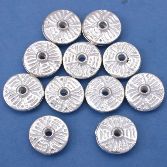 15g Fluted Flower Saucer Beads Silver Plt 11.5mm App 10 {1}