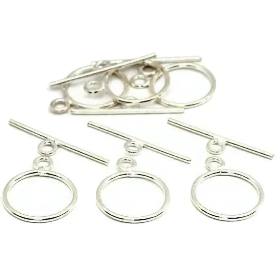 6 Bali Toggle Clasps Silver Beading Necklace Beads 15mm {1}