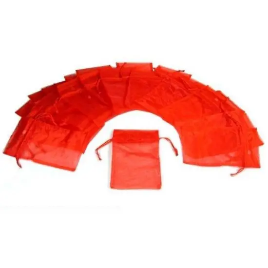 24 Red Organza Drawstring Pouches Case Jewelry Gift Bags 4x5" {1}
