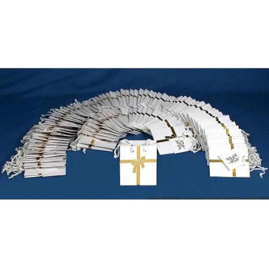 100 Jewelry Shopping Tote Gift Bags White Gold Bow 3.5" {1}