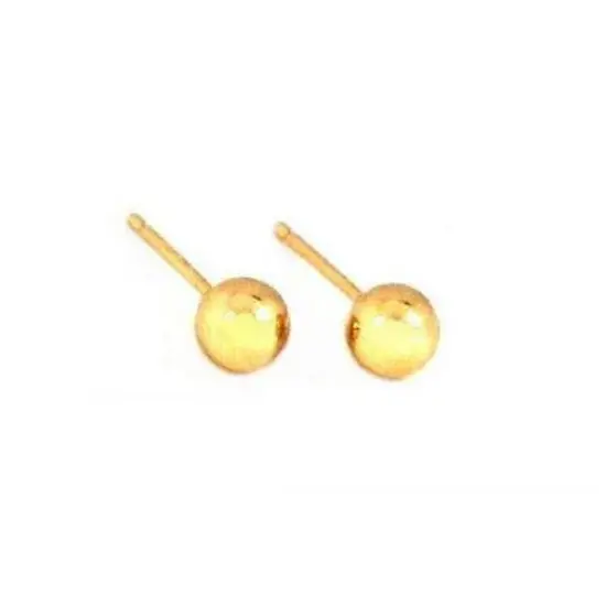 2 14K Yellow Gold Earrings Ball Stud Piercing Jewelry {1}
