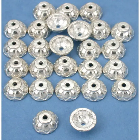 Bali Bead End Caps Silver Plated Beads 8mm Approx 25 {1}