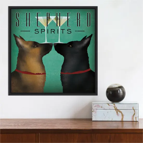 Double Shepherd Martini by Ryan Fowler Canvas Wall Art Print Framed Black {4}