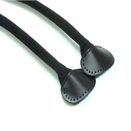 18.1" byhands Webbing Purse Handles, Bag Strap with Genuine Leather Tab (24-4003) Black {5}
