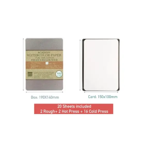 BAOHONG Postcards, 6&rdquo;x4&rdquo; Academy Watercolor Paper 100% Cotton, 140lb/300gsm, Textured Cold Press/Hot Press/Rough, 20 sheets {3}