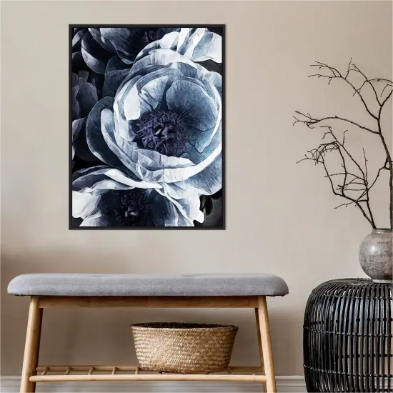 Peony Blue Petals III by Ashley Aldridge Canvas Wall Art Print Framed {4}
