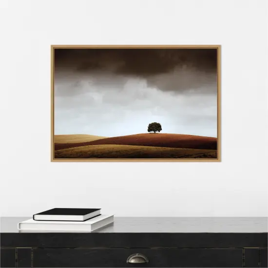 Distant Tree and Horizon by Alberto Merchan Canvas Wall Art Print Framed Natural {6}