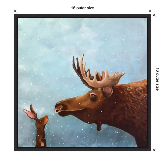 Moose and Rabbit by Lucia Stewart Canvas Wall Art Print Framed Black {1}