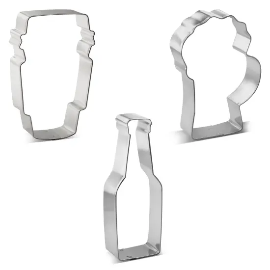 CookieCutter.com 3 Piece Drinks Cookie Cutter Set Beer Mug, Latte Cup, Bottle, USA {4}