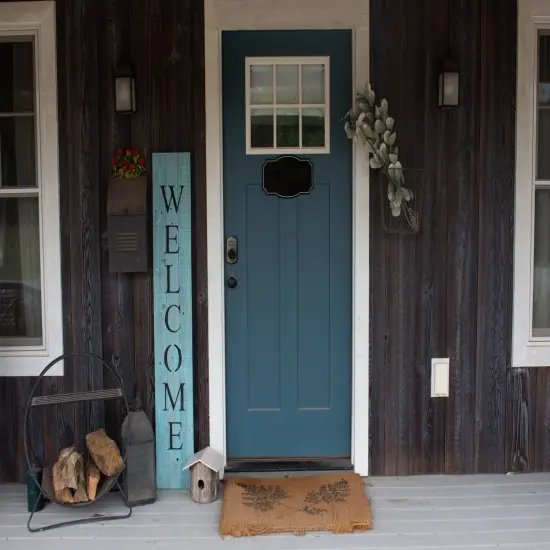 Rustic Farmhouse 5ft Vertical Front Porch Welcome Sign Blue {2}