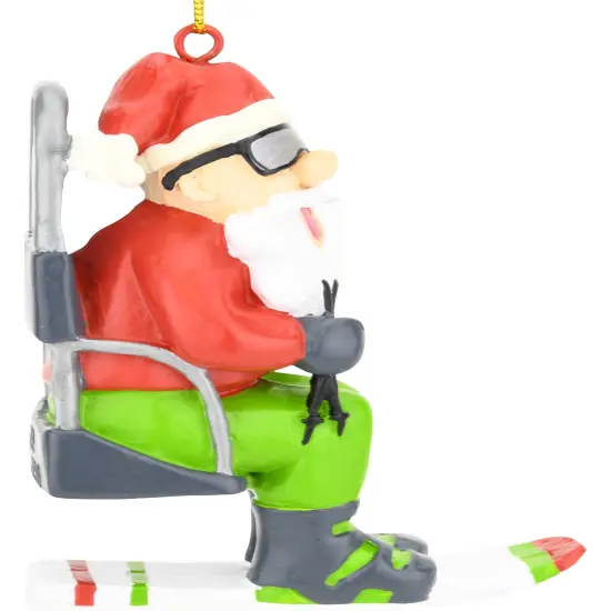 Skiing Santa on a Chairlift Christmas Ornament {5}