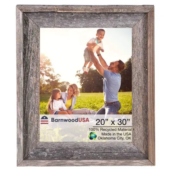 Rustic Farmhouse Signature Series 20 in. x 30 in. Reclaimed Wood Picture Frame Black {6}