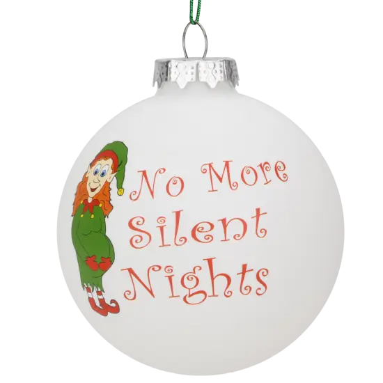 No More Silent Nights Fun Pregnancy Glass Christmas Ornaments {1}