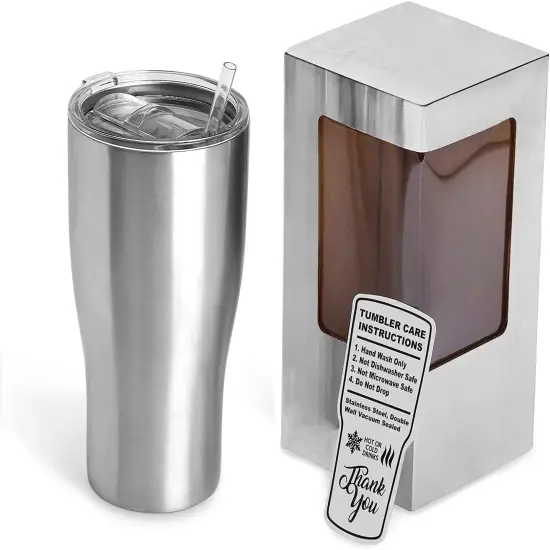 Makerflo 30 oz Stainless Steel Tumbler Pack of 25 with Lid & Straw | Craft-Ready for DIY Gifts & Personalization (Epoxy, UV DTF, Vinyl, and Laser Engraving) - Not for Sublimation and DTF {1}