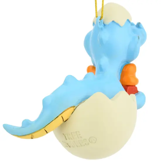 Baby Dinosaur Hatching with Present Christmas Ornament {2}