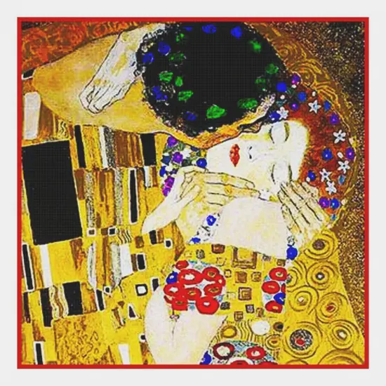Art Nouveau Artist Gustav Klimt The Kiss detail Counted Cross Stitch Pattern {2}