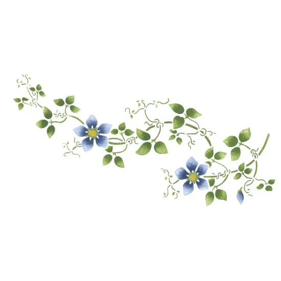 Large Clematis Flower Vine Wall Stencil | 1483 by Designer Stencils | Floral Stencils | {1}