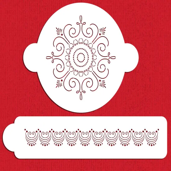 Victorian Circle Set Cake Stencils | C408 by Designer Stencils | Cake Decorating Tools | Baking Stencils for Royal Icing, Airbrush, Dusting Powder | Reusable Plastic Food Grade Stencil for Cakes | Easy to Use & Clean Cake Stencil {1}