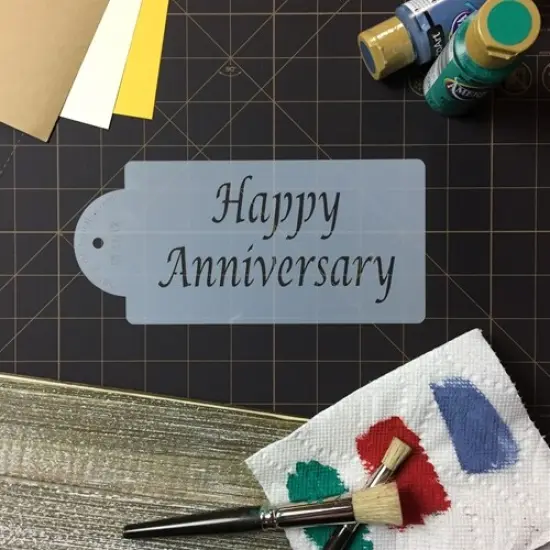 Happy Anniversary Cake Stencil | C012 by Designer Stencils | Stencils for Royal Icing, Airbrush, Dusting Powder | {3}