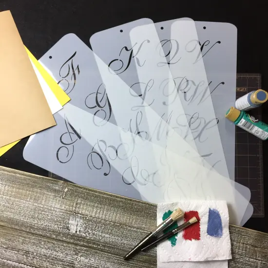 2.25-Inch Large Script Cake Stencil | C111 by Designer Stencils | Cake Decorating Tools | Baking Stencils for Royal Icing, Airbrush, Dusting Powder | Reusable Plastic Food Grade Stencil for Cakes | Easy to Use & Clean Cake Stencil {4}