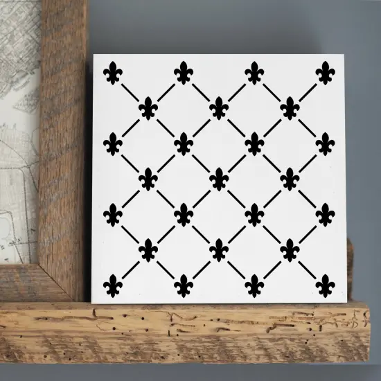 Fleur de Lis All Over Embossing 12 x 12 Stencil | FS116 by Designer Stencils | Pattern Stencils | Reusable Stencils for Painting on Wood, Wall, Tile, Canvas, Paper, Fabric, Furniture, Floor | Try Instead of a Wallpaper | Easy to Use & Clean {5}