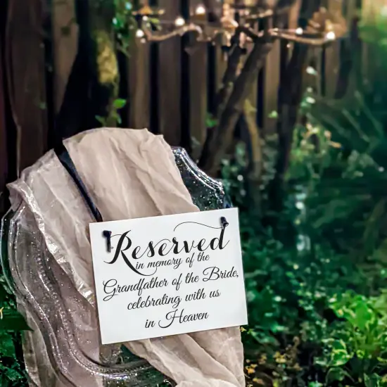 Ritzy Rose Grandfather of the Bride Memorial Sign - Black on 11x8in White Linen Cardstock with Black Ribbon {2}