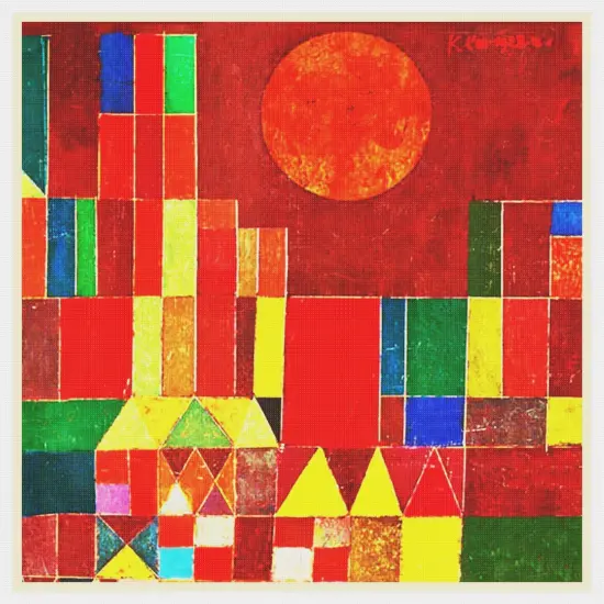 Expressionist Klee Castle Sun Detail Counted Cross Stitch Chart Pattern {2}